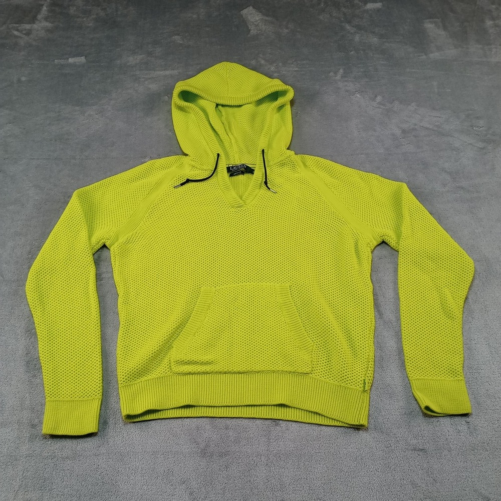 Lauren Ralph Lauren Hoodie Womens S‎ Yellow Waffle Knit Beach Active Preppy